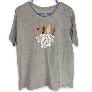 Positive Tees Women's XL Gray Together We Rise Graphic T-Shirt Scoop Neck Comfy